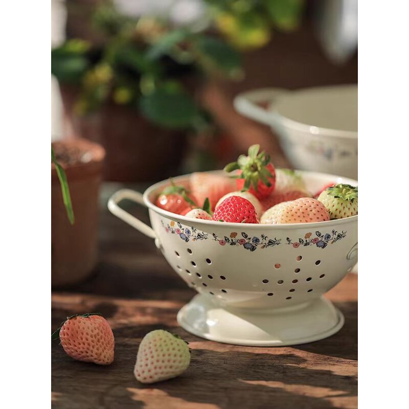 Fruit Basket Manufacturer - French Vintage Metal Drain Home Living Room Ins Cream Wind Double Ear Water Fruit Plate