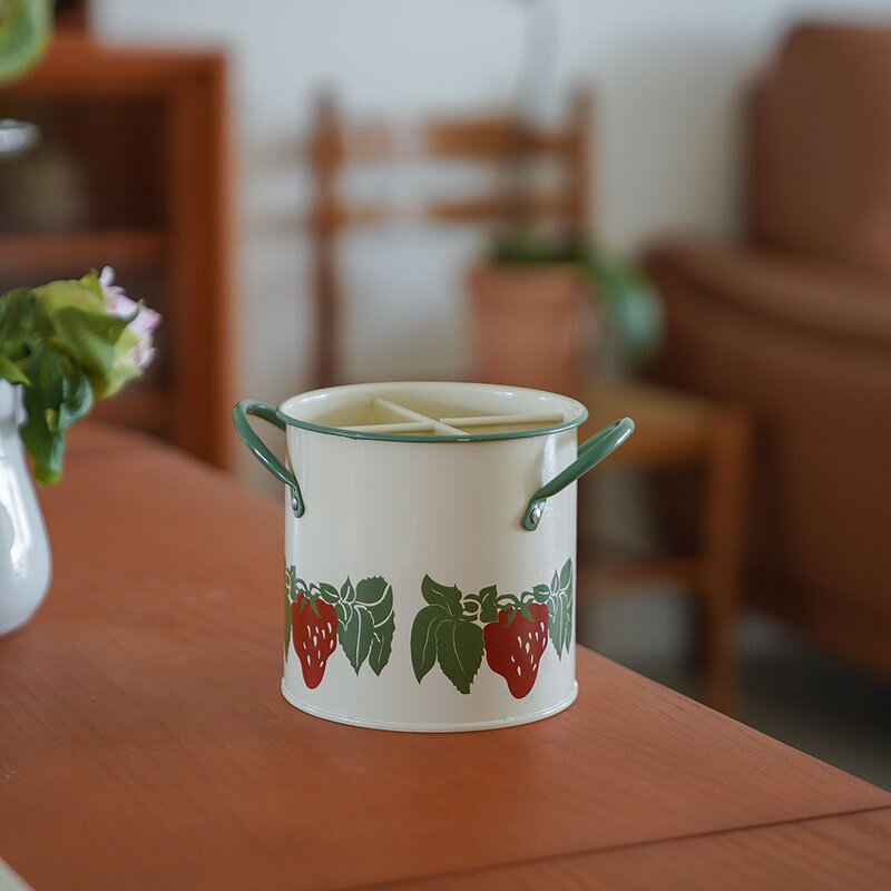 Tableware Storage Bucket Manufacturer - Antique Style Vintage Iron Metal Kitchen Drain Rack for Chopsticks Baking Supplies