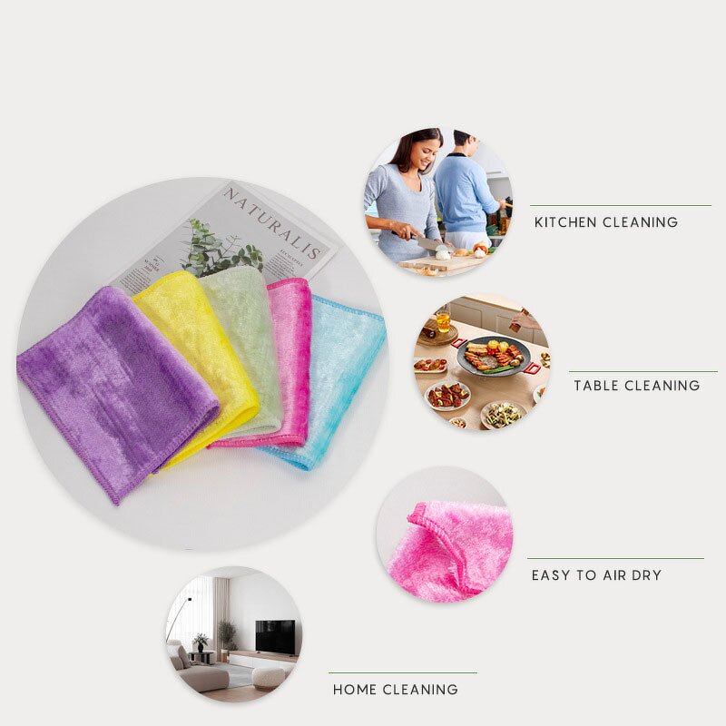 Dishwashing Cloth Manufacturer - Dual Layer Thickened Wood Fiber for Lazy Household Kitchen