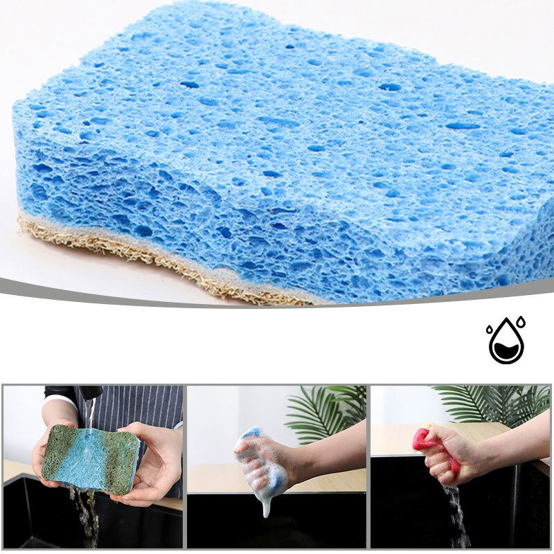 Scrubber Manufacturer - Double-sided Loofah Cleaning Pad Thickened Oil-Resistant Kitchen Wooden Pulp Cotton Dishwashing