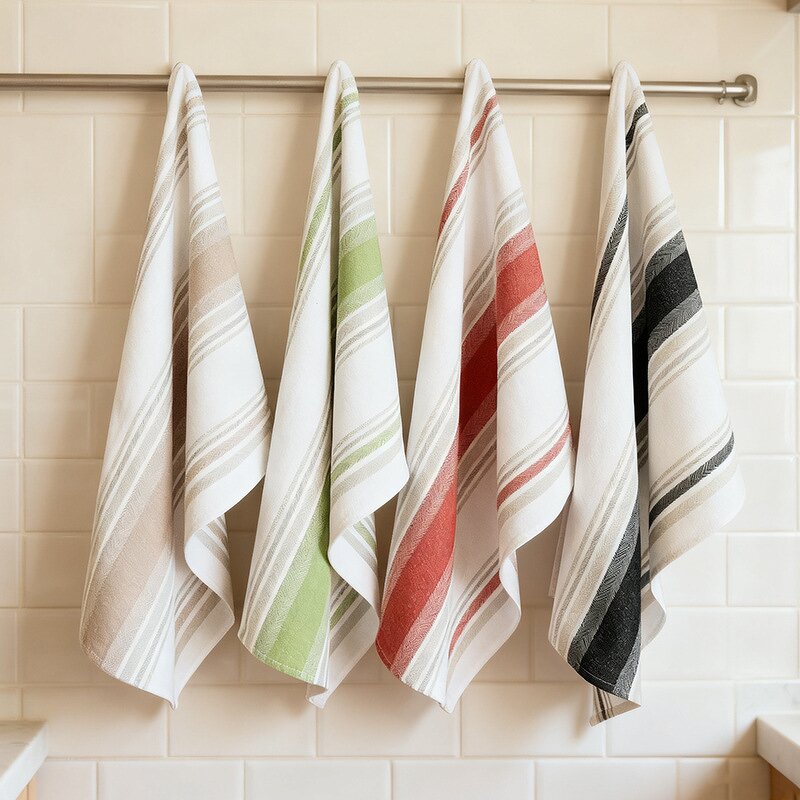 Napkins Manufacturer - Nordic Minimalist Style Cotton Yarn Dyed Home Fabrics Kitchen Towels Household Dishwashing Cloths