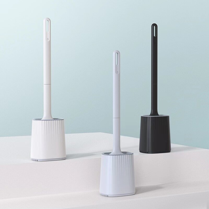Toilet Cleaning Brush Set Manufacturer - Wall Mounted Soft Rubber Long Handle New Type Silicone Includes Brush and Holder