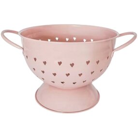 Fruit Basket Manufacturer - Galvanized Metal Round Kitchen Colander with Colorful Punching Holes & Enamel Handle for Washing