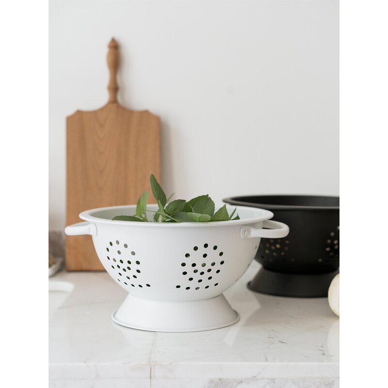 Storage Basket Manufacturer - French Retro INS Minimalist Metal Portable Fruit Vegetable Tray Solid Color Home Kitchen
