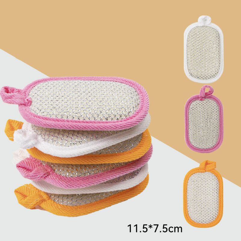 Dish Brush Manufacturer - Double-sided Loofah with Hanging Rope Pot Scrubber Multi-functional Kitchen Cleaning Cloth