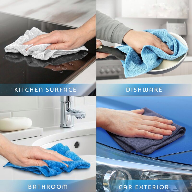 Cleaning Cloth Manufacturer - Microfiber Multi-functional Household Table Dish Washing Scouring Pad Thickened Water-absorbent