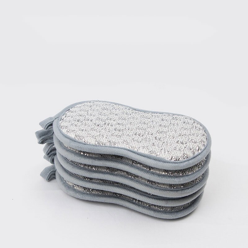 Sponge Dishwashing Brush Manufacturer - Silver Wire Thickened Multifunctional Double-Sided Polyester Cloth Replaces Steel