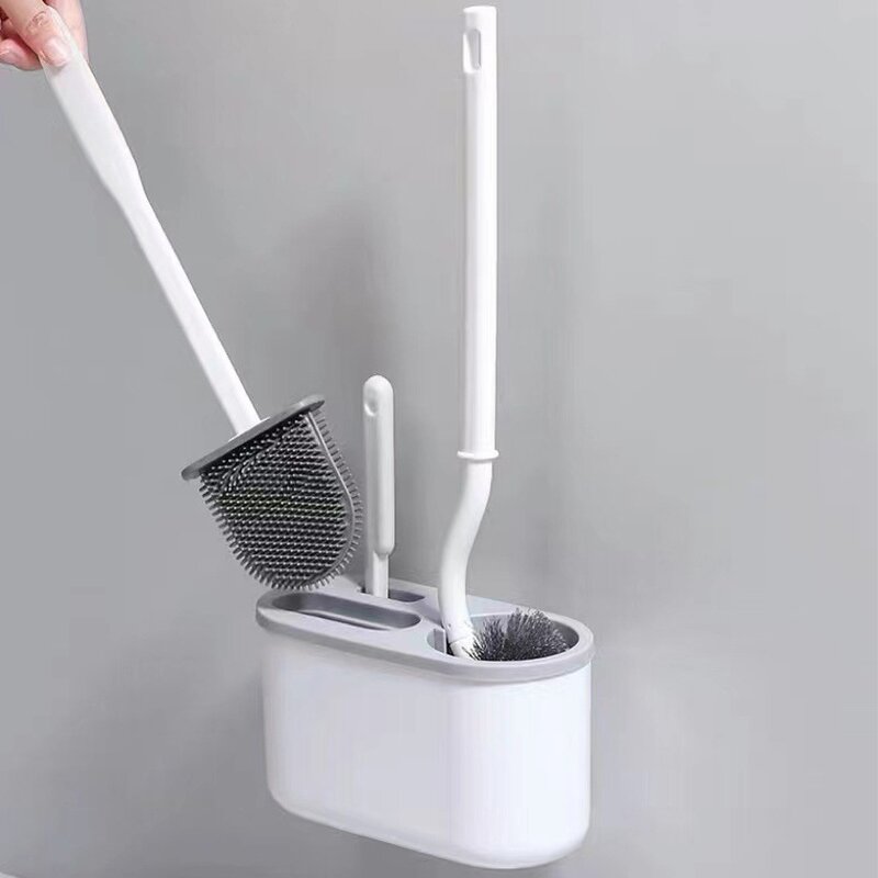 Toilet Cleaning Brush Set Manufacturer - 3 in 1 Factory Detachable Handle Black and White