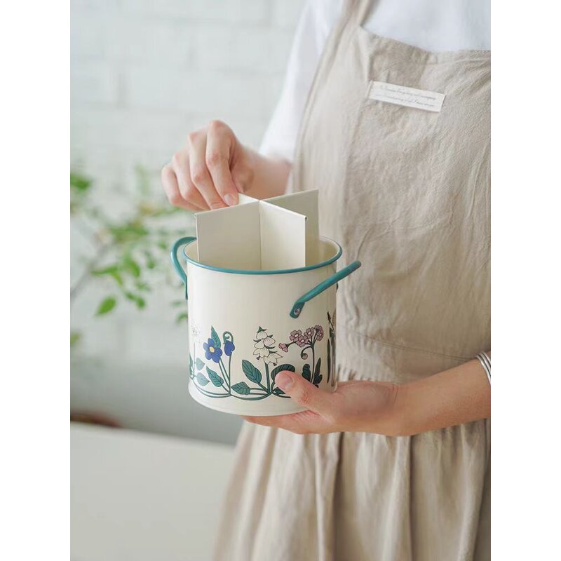 Tableware Storage Bucket Manufacturer - Vintage Antique Household Large Chopstick Cage Circular Knife Fork Spoon Storage