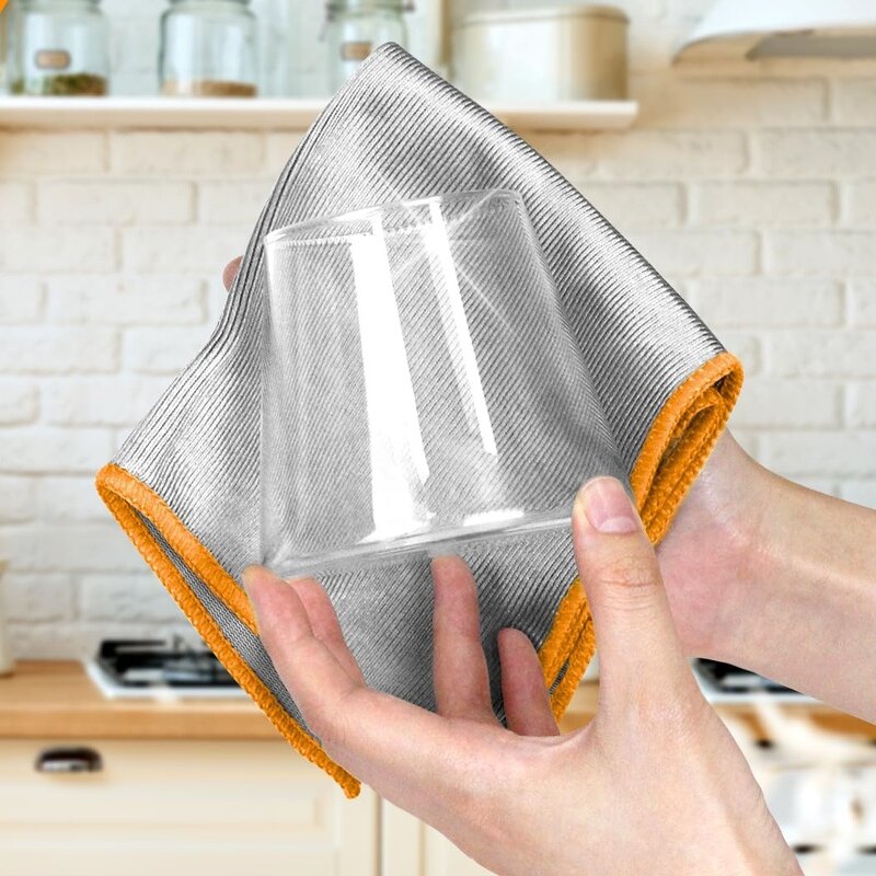 Microfiber Dishwashing Cloth Manufacturer - Colorful Oil and Grease Removal Thickened Water-Absorbing Grid for Glass