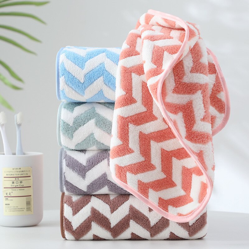 Face Towel Manufacturer - Coral Velvet Water Texture Thickened Soft and Absorbent Quick Drying Bath Washcloths Home Use