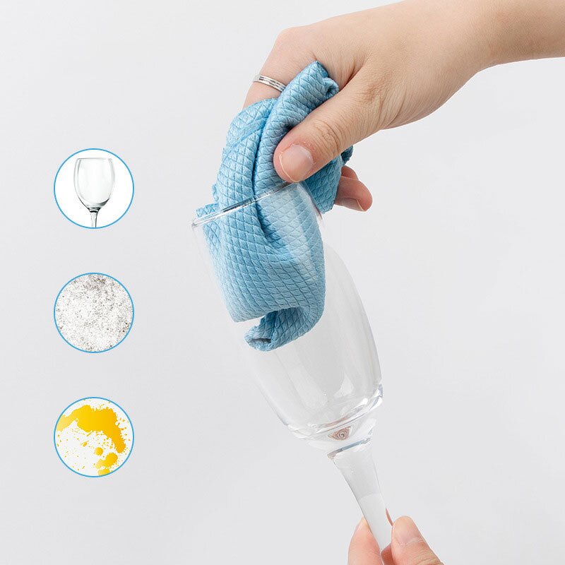 Microfiber Cloth Manufacturer - Roll Shaped Fish Scale Hand Torn Thick Style Glass Kitchen Lazy Dishwashing for Water Stains
