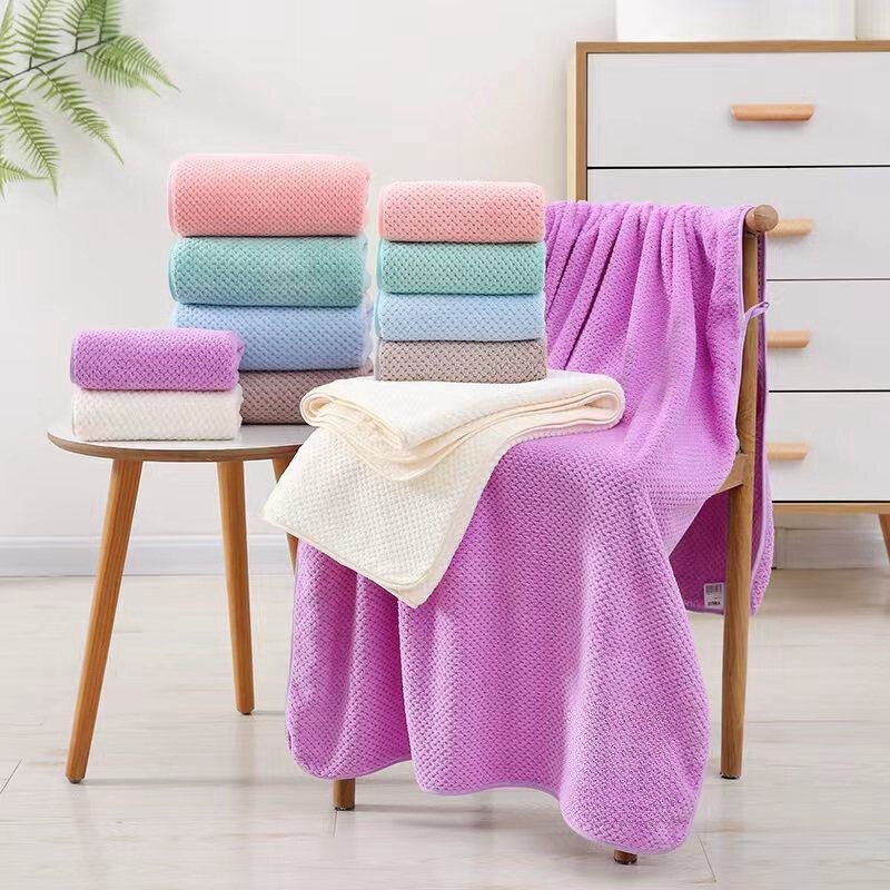 Wash Towels Manufacturer - Two Piece Set Pineapple Coral Plush Soft Quick-Drying Absorbent Breathable Knitted Household