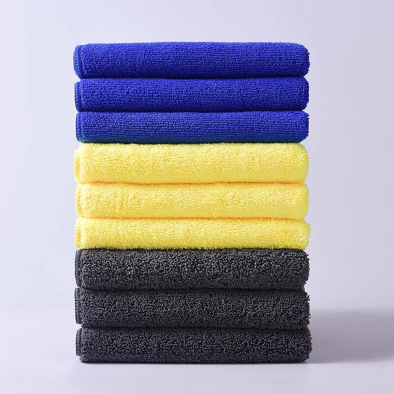 Car Washing Towel Manufacturer - 380gsm Grey and Yellow Microfiber Square Polishing Tool Wax Cloth Crystal Plated