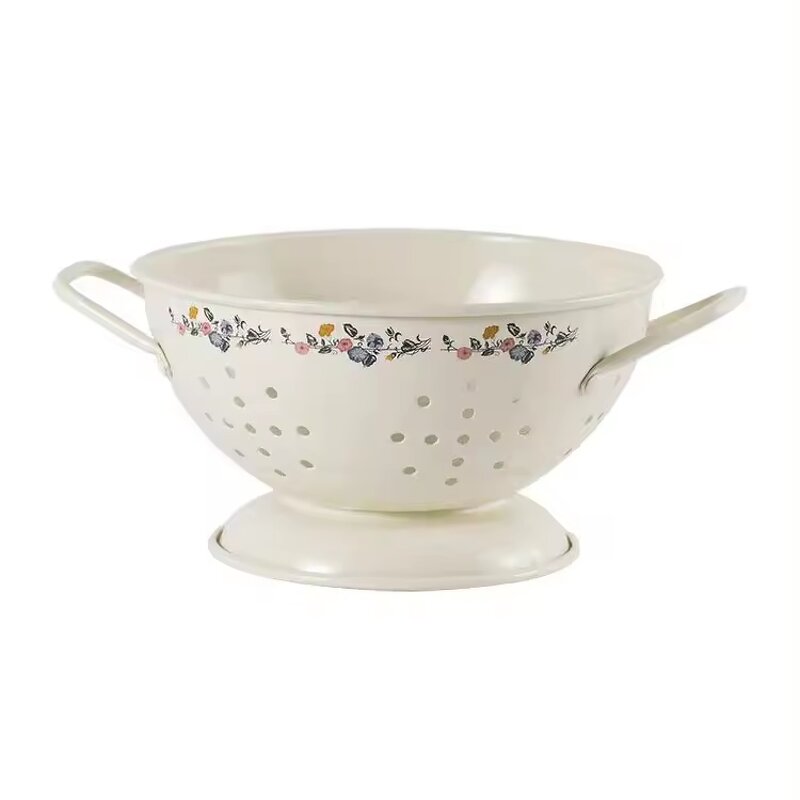 Fruit Basket Manufacturer - French Vintage Metal Drain Home Living Room Ins Cream Wind Double Ear Water Fruit Plate