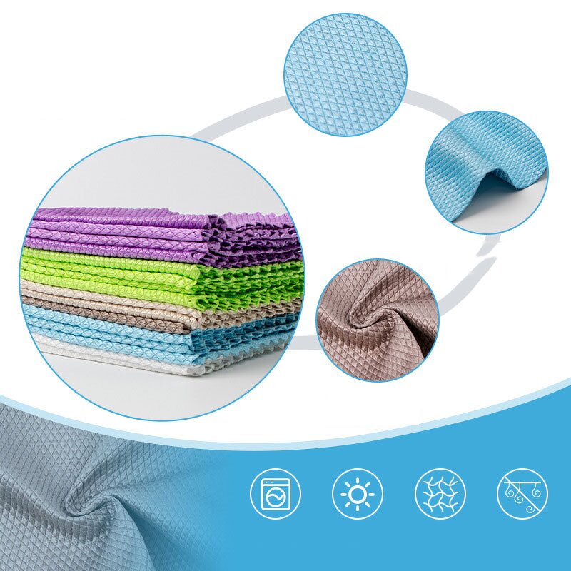 Microfiber Cloth Manufacturer - Roll Shaped Fish Scale Hand Torn Thick Style Glass Kitchen Lazy Dishwashing for Water Stains