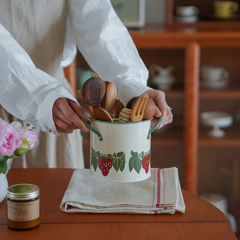 Tableware Storage Bucket Manufacturer - Antique Style Vintage Iron Metal Kitchen Drain Rack for Chopsticks Baking Supplies