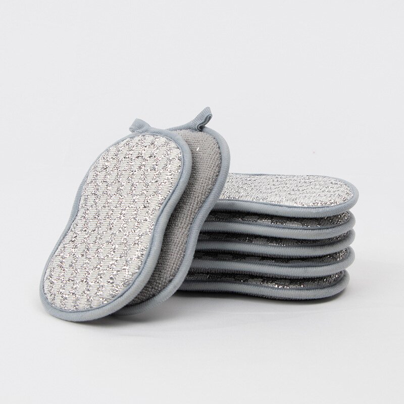 Sponge Dishwashing Brush Manufacturer - Silver Wire Thickened Multifunctional Double-Sided Polyester Cloth Replaces Steel