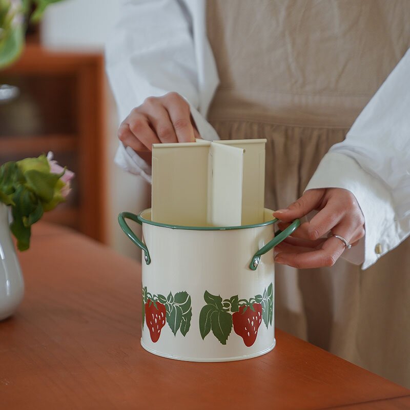 Tableware Storage Bucket Manufacturer - Antique Style Vintage Iron Metal Kitchen Drain Rack for Chopsticks Baking Supplies