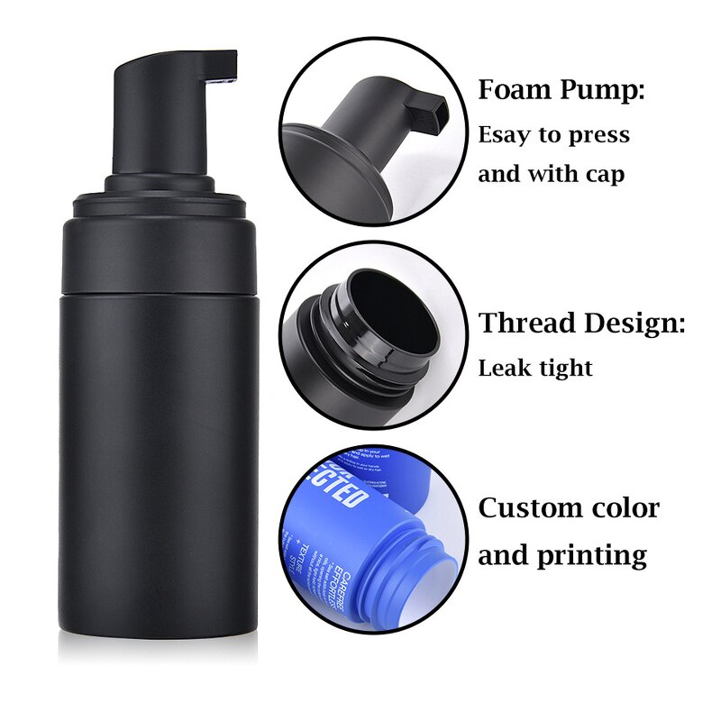 Foaming Mousse Pump Bottle Manufacturer - 2025 Factory Price Matte Black Pet Face Cleanser Liquid 100ML 150ml 200ml for