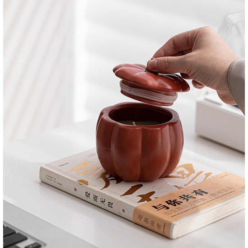 Candle Jars Manufacturer - High Quality Customizable Color Ceramic Pumpkin Empty with Lid for Packaging and Gifts