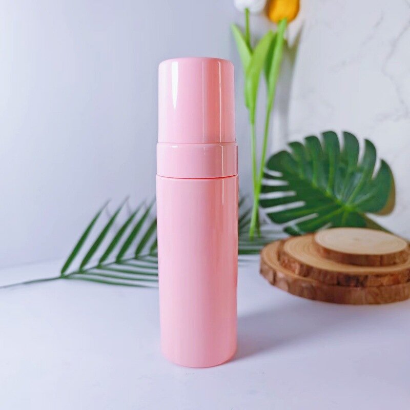 Face Wash Bottle Manufacturer - Luxury Pink Plastic With Foam Pump 100ml 150ml 200ml 3oz Cylinder Shape Screw Cap for