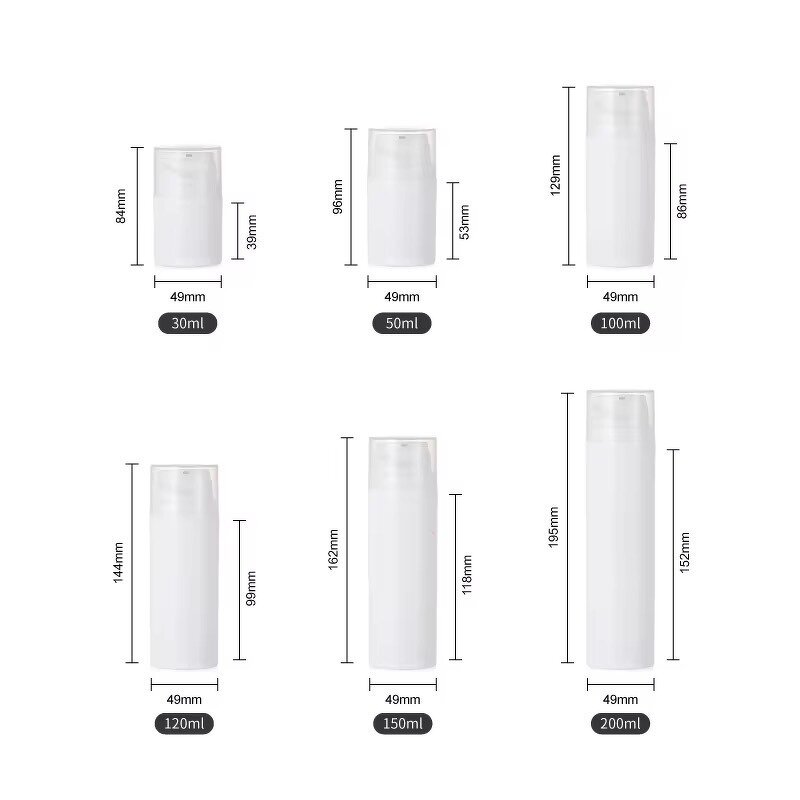 Airless Pump Bottle Manufacturer - Free Sample 30ML-200ML PP White with Screen Printing for Lotion Thickened Face Cream