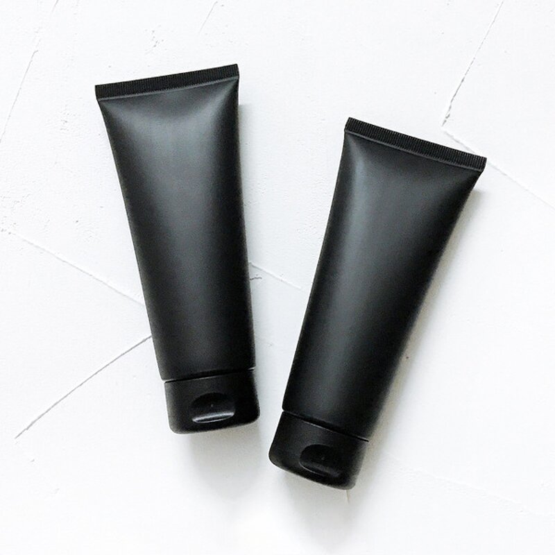 Cosmetic Tube Manufacturer - Matte Black Plastic 100ml Soft Squeeze 3.4fl.oz. Flip Top Lid Facial Cleanser Skin Care
