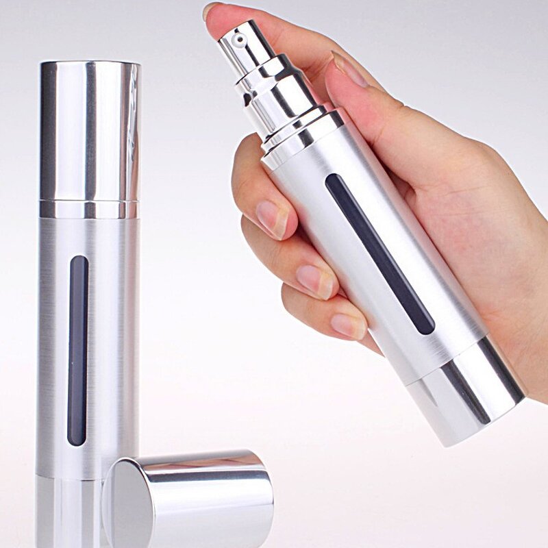 Airless Spray Pump Bottle Manufacturer - Matte Silver 15ml 30ml 50ml Hot for Skin Care Serum and Lotion with Window