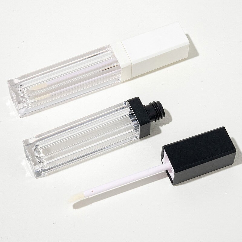 Plastic Lip Gloss Jars Manufacturer - Private Label Square AS/ABS 7ml Empty Screw Cap LED Light Mirror Shiny Colors for