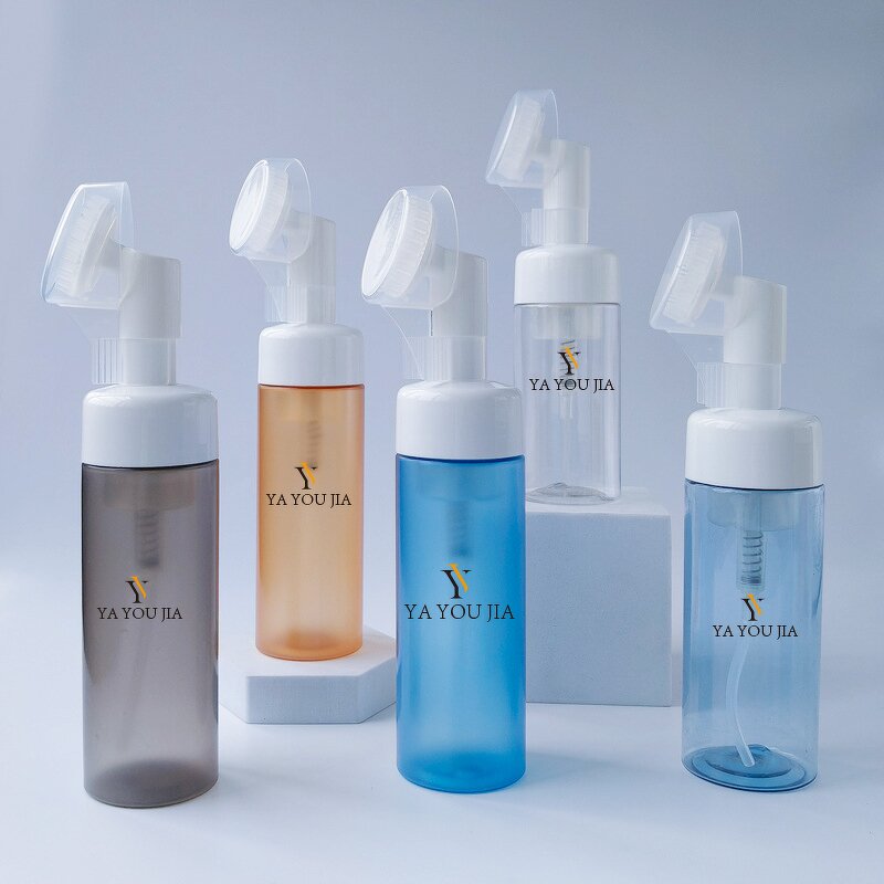 Foaming Bottle Manufacturer - Facewash Cleanser PET Plastic 80ml/100ml/120ml/150ml/200ml/250ml Silicone Brush Pump