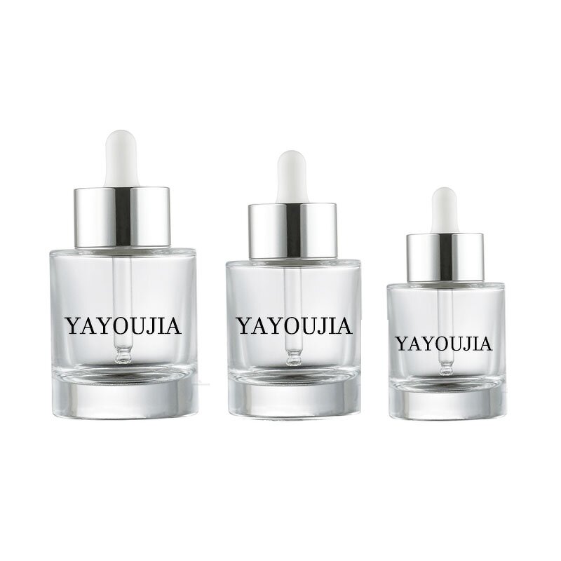 Glass Dropper Bottle Manufacturer - Wholesale New 20ml 30ml 40ml Empty Transparent Flat Cylinder for Essential Oil and