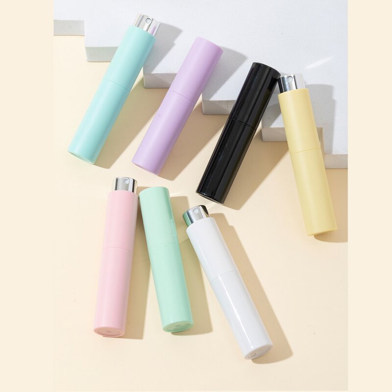 Perfume Bottle Manufacturer - Factory Stock 8ml 10ml Colored Plastic Round Shape Rotating Glass Mouth Refillable Spraying