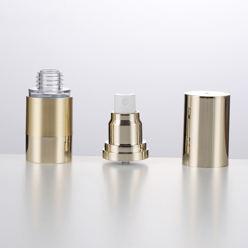 Airless Lotion Pump Bottle Manufacturer - High Quality Stock Golden 15ml 30ml 50ml 100ml Cosmetic Spray Bottle with Window