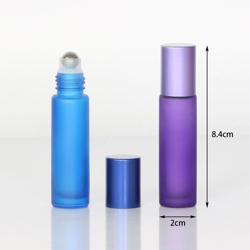 Glass Roller Bottles Manufacturer - In Stock 10ml 5ml Frost Glass Rainbow Color Empty Perfume Roll for Cream and Cosmetic