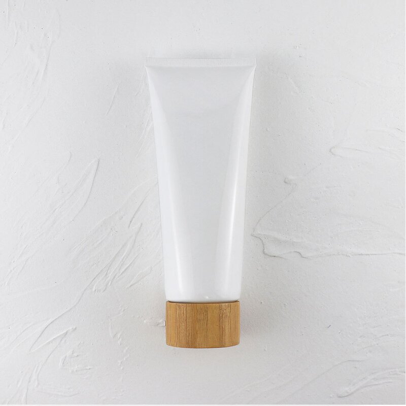 Sunscreen Tube Manufacturer - Empty Cosmetic Soft White PE Plastic with Bamboo Cover 15g-250g Options for Face Masks