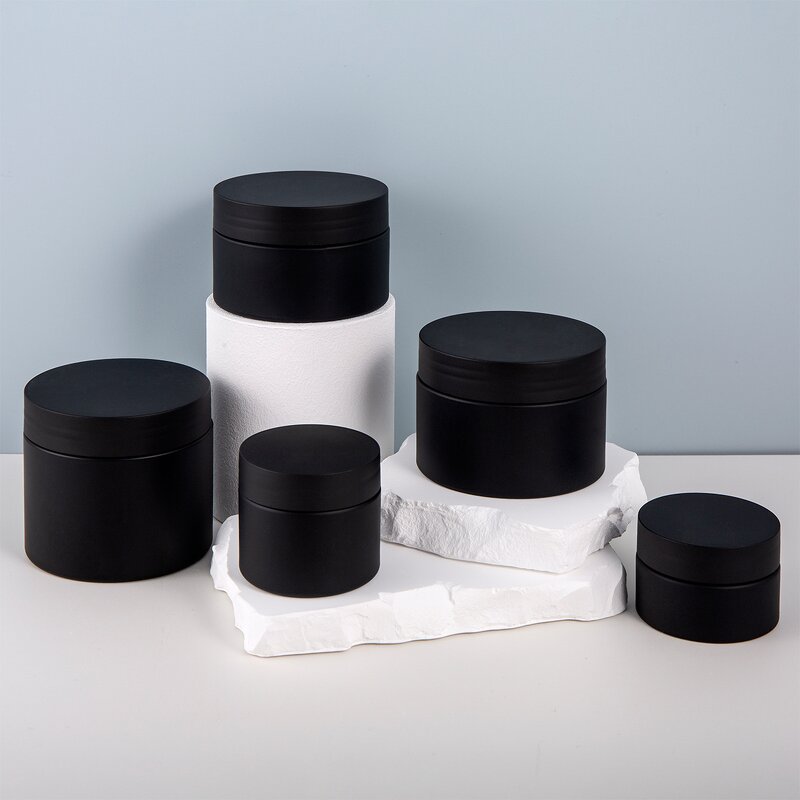 Plastic Jar Manufacturer - Factory Stock 50ml 100ml 120ml 150ml Matte Frosted Black PET 3oz Cosmetics Storage for Skin