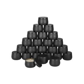 Candle Packaging Manufacturer - Wholesale 4oz 8oz Crafts Custom Logo Options Round Black Plated Metal Tinplate Jars with