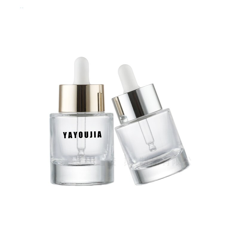 Glass Dropper Bottle Manufacturer - Wholesale New 20ml 30ml 40ml Empty Transparent Flat Cylinder for Essential Oil and