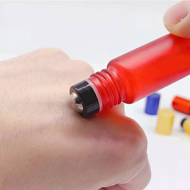 Glass Roller Bottles Manufacturer - In Stock 10ml 5ml Frost Glass Rainbow Color Empty Perfume Roll for Cream and Cosmetic