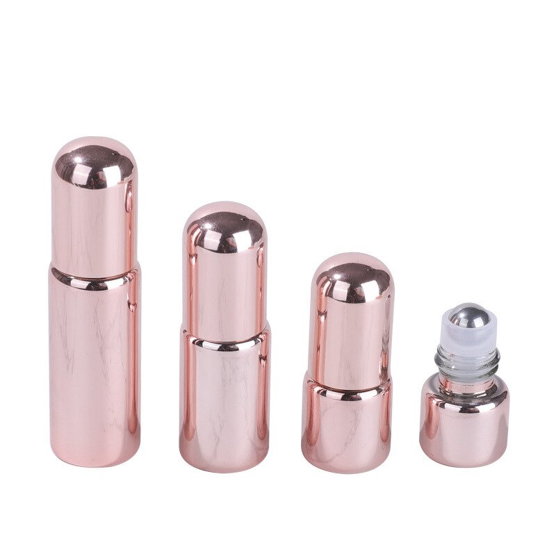 Glass Roll on Bottle Manufacturer - In Stock Rose Gold Perfume Oil 1ml 2ml 3ml 5ml Travel Trial with Steel for Face Cream