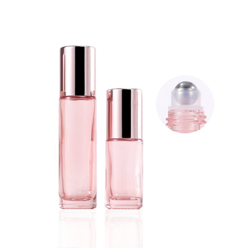 Glass Roll Bottles Manufacturer - 10ml 5ml Pink Rose Gold Finish Perfume Essential OilsTravel Roller Sample Vials Serum