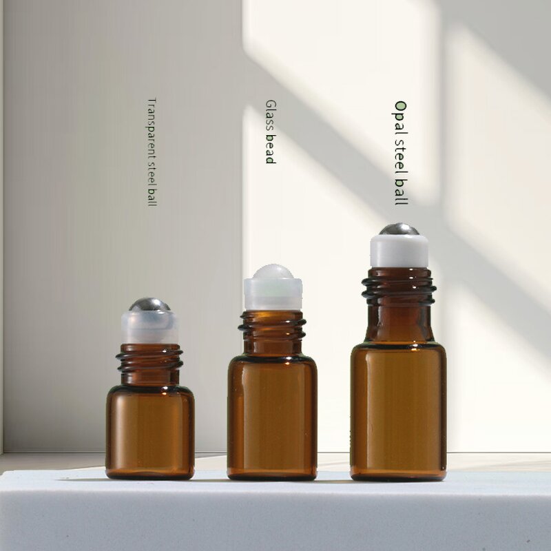 Glass Bottle Manufacturer - Mini Clear Amber Essential Oil 1ml-10ml Test Roller Ball Round Shape 3ml Roll on for Serum