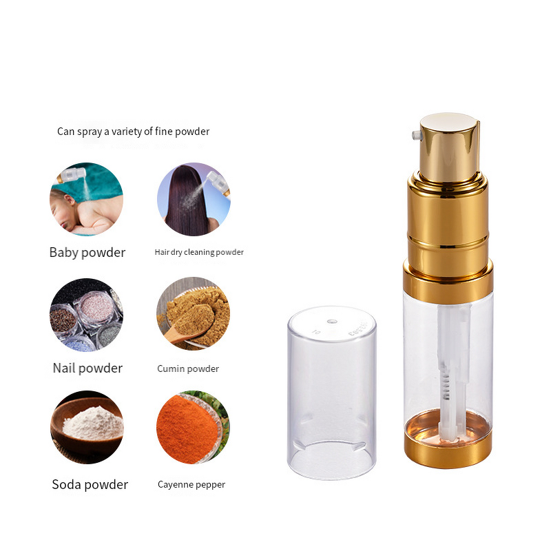 Dry Powder Spray Bottle Manufacturer - Gold and Silver 14ml-60ml for Face Mask and Loose Powder Recyclable PET Plastic