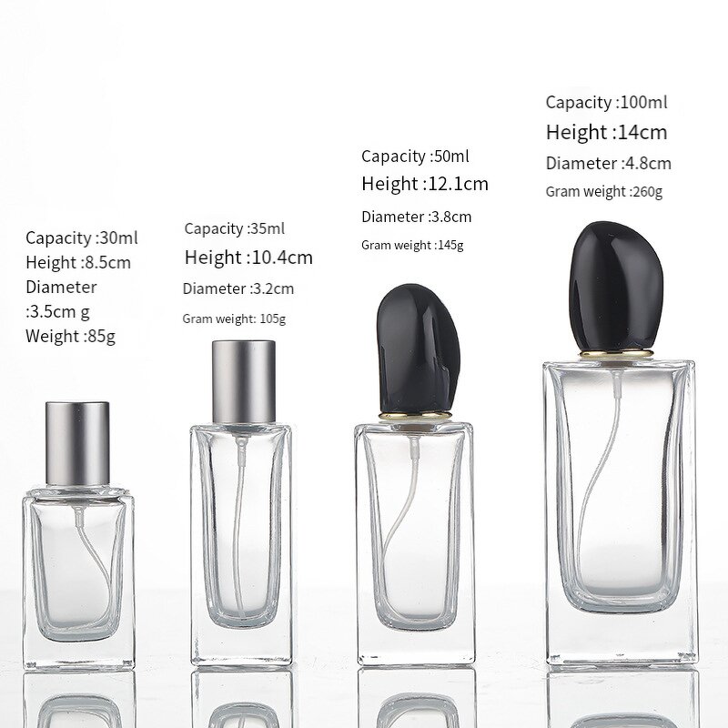 Perfume Glass Bottle Manufacturer - High-End 50ml Square Thick Bottom with Screen Printing 30ml & 100ml Sizes Available