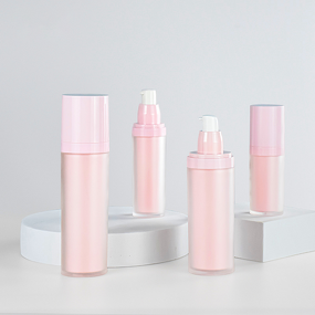 Airless Pump Lotion Bottle Manufacturer - High Quality Stock Double Plastic Bottle White Pink Frosted Face Empty for Skin