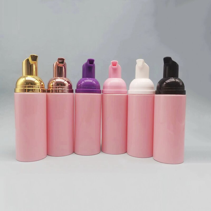 Foam Pump Bottle Manufacturer - Wholesale 50ml 2oz Frosted Pet Plastic Rose Gold Lid with Eyelash Cleaning Shampoo Capacity