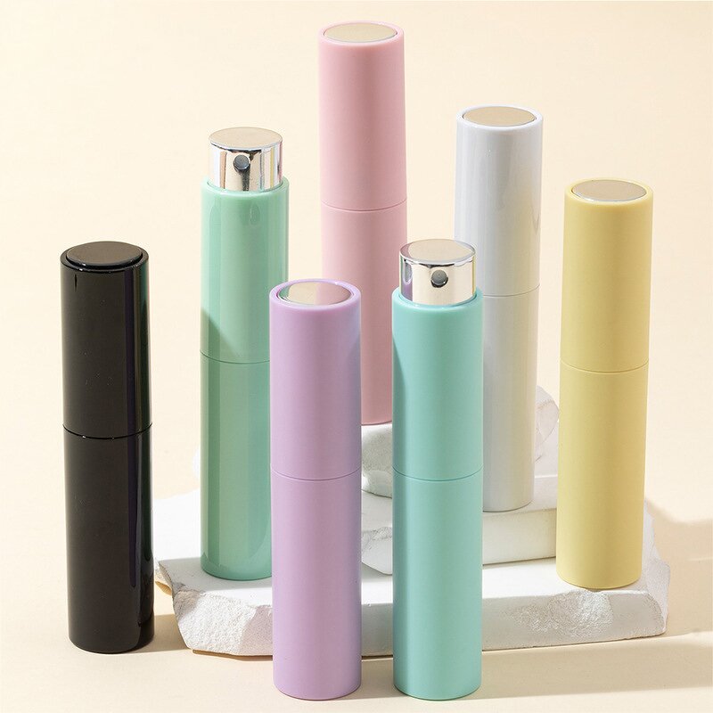 Perfume Bottle Manufacturer - Factory Stock 8ml 10ml Colored Plastic Round Shape Rotating Glass Mouth Refillable Spraying