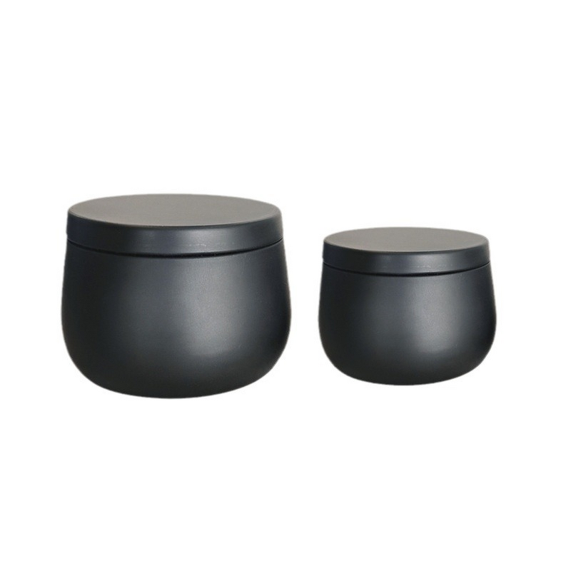 Candle Packaging Manufacturer - Wholesale 4oz 8oz Crafts Custom Logo Options Round Black Plated Metal Tinplate Jars with