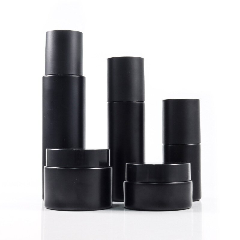 Cosmetic Face Cream Jars Manufacturer - Wholesale 10g 50g Matte Black 30ml 100ml Black Pump Spray Bottles Frosted Glass